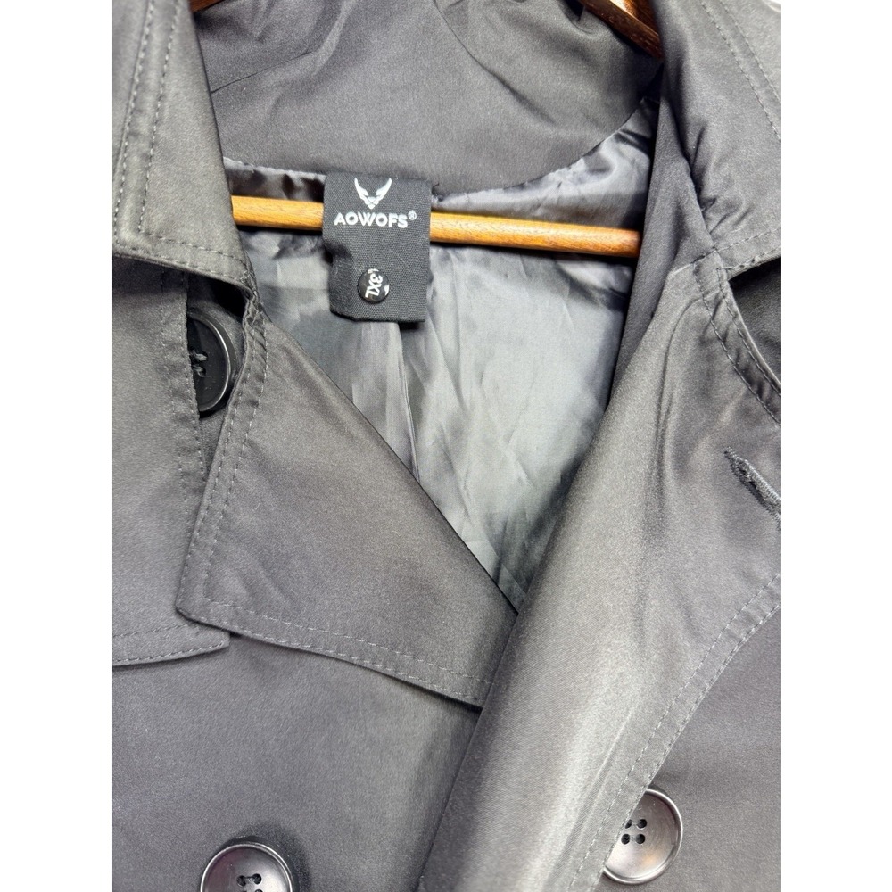 AOWOFS Women's Black Double Breasted Trench Coat Jacket Plus Size 3XL Belted